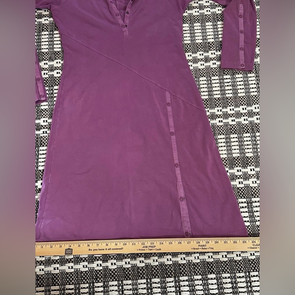 Athleta Women’s Organic Cotton Long Dress Henley Medium Tall Purple Plum Hood - Picture 4 of 11